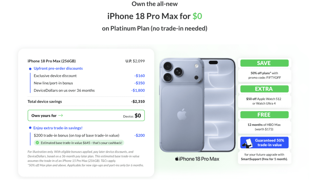 iPhone 18 Pro/Pro Max StarHub Plan